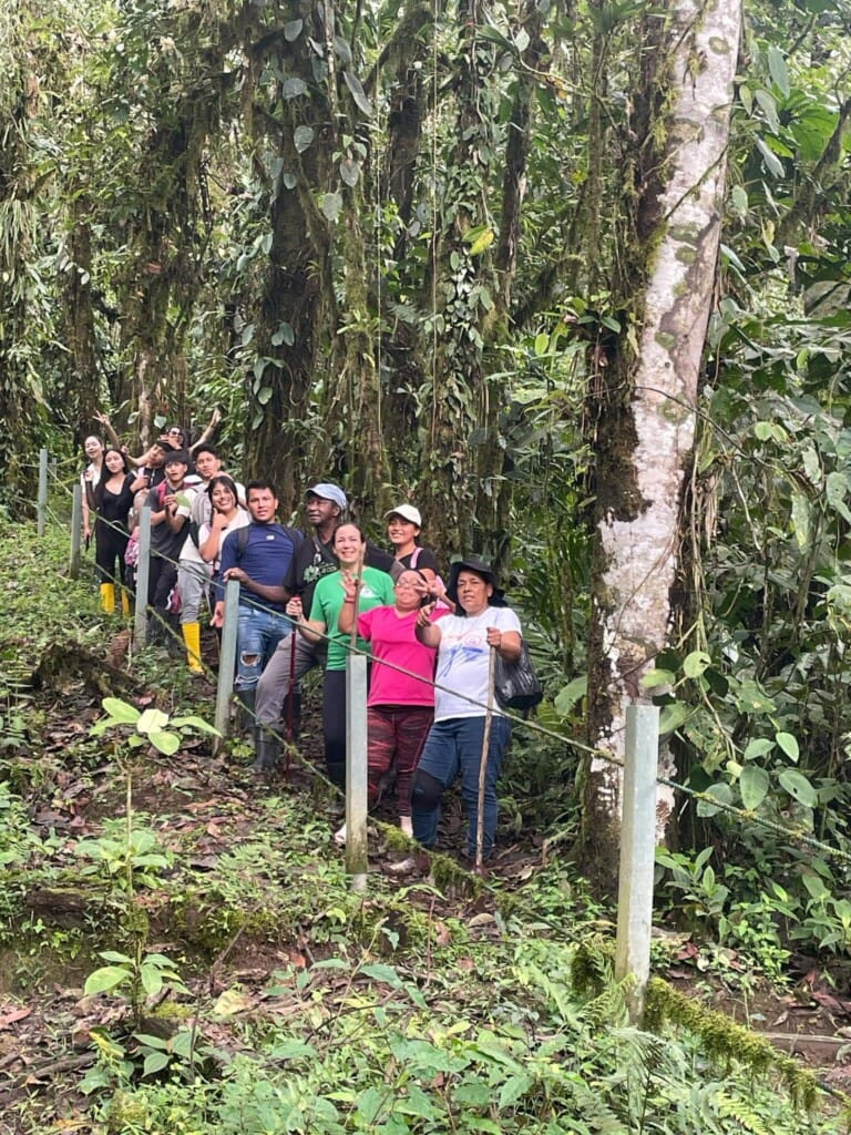 Los Cedros Scientific Station staff in the forest at the Santa Lucía Reserve