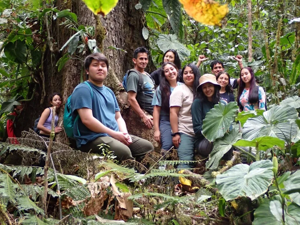 Pontifical Catholic University of Ecuador students on guided tour in Los Cedros cloud forest